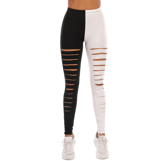 Damen Leggings mit modischem Riss-Design EB