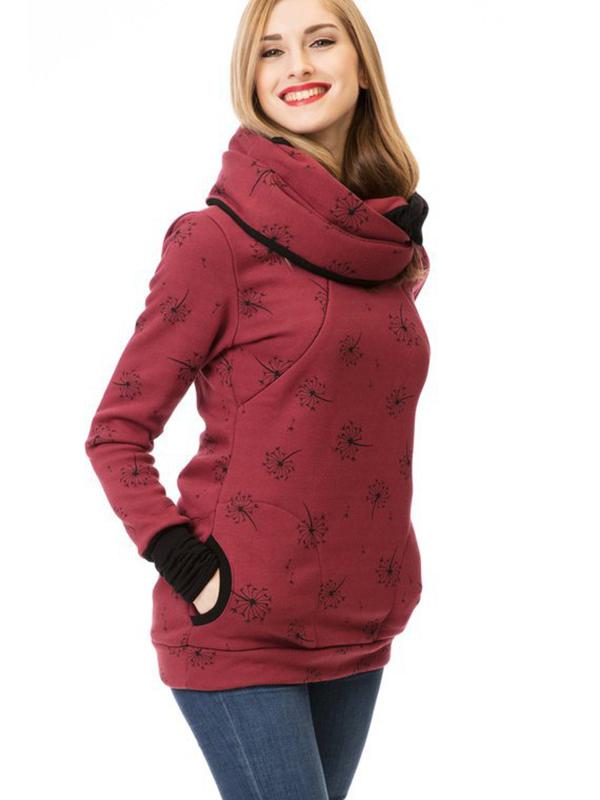 EB Schwangerschafts-Chaps, Krankenschwester-Sweatshirts, Blumendruck, Taschen, Reißverschluss, Stillkleidung