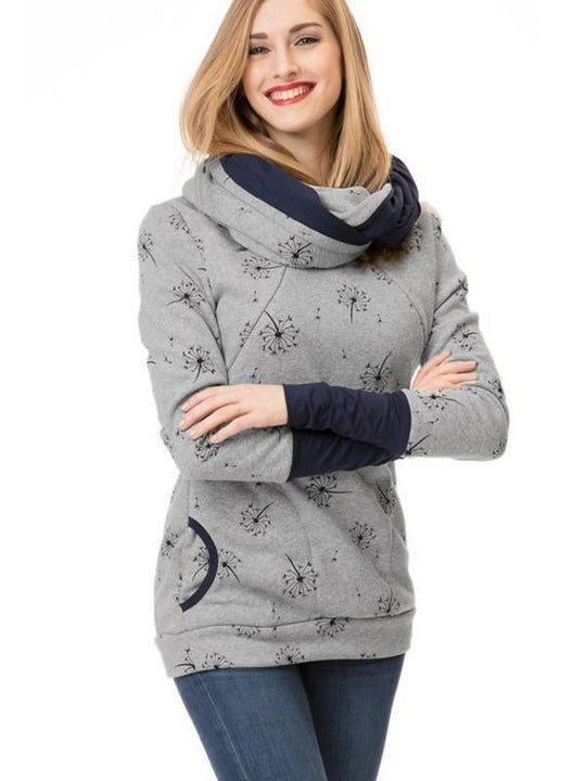 EB Schwangerschafts-Chaps, Krankenschwester-Sweatshirts, Blumendruck, Taschen, Reißverschluss, Stillkleidung