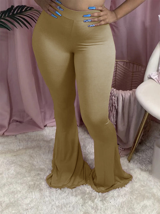 Damen Schlagleggings mit hohem Bund und elastischem Material EB