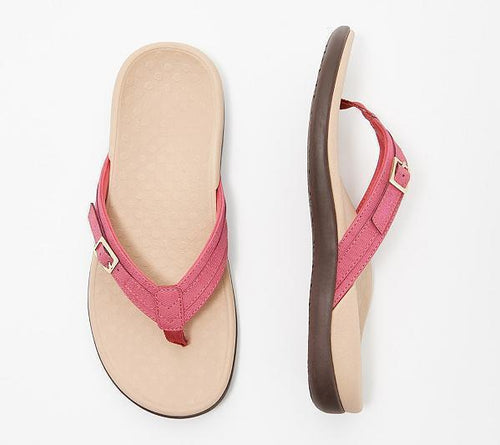 Damen nan verstellbare Zehensteg-Pantolette aus Textil mit gepolstertem Komfortfußbett EB