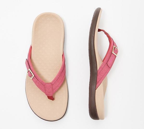 Damen nan verstellbare Zehensteg-Pantolette aus Textil mit gepolstertem Komfortfußbett EB