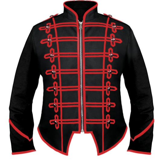 Herren nan Hussaren-Uniformjacke im Parade-Stil mit Stehkragen Zierkordeln und verdecktem Reißverschluss Eb