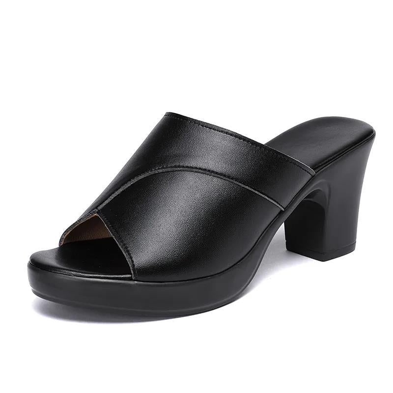 Damen Elegante Plateau-Pantoletten mit modischem Riemenverschluss EB