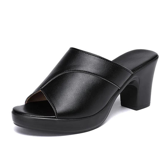 Damen Elegante Plateau-Pantoletten mit modischem Riemenverschluss EB