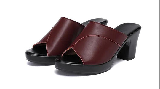 Damen Elegante Plateau-Pantoletten mit modischem Riemenverschluss EB