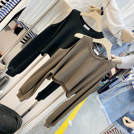 Damen lässiges Crop-Top mit langen Ärmeln EB