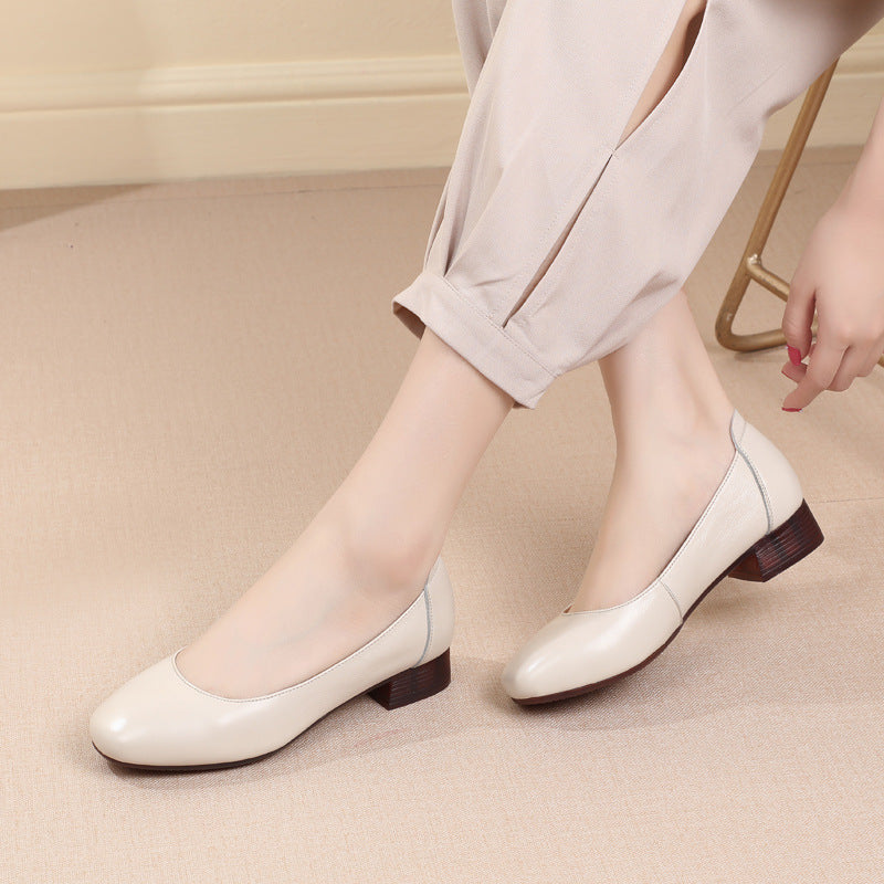 Damen Klassische Ballerinas mit elegantem Blockabsatz und komfortabler Sohle EB