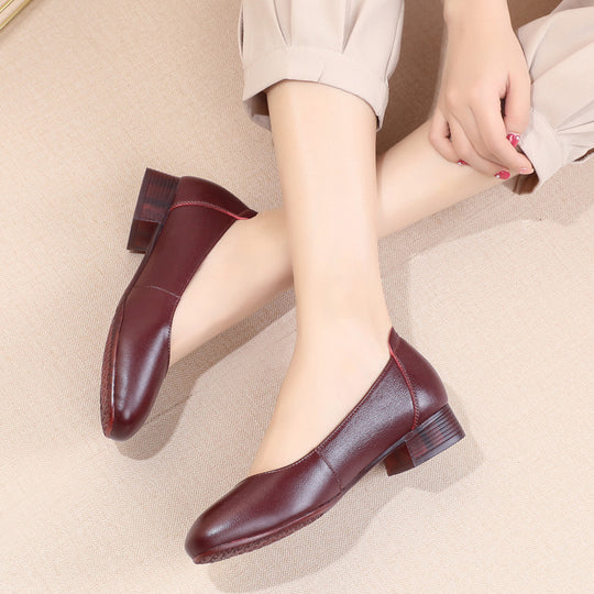 Damen Klassische Ballerinas mit elegantem Blockabsatz und komfortabler Sohle EB