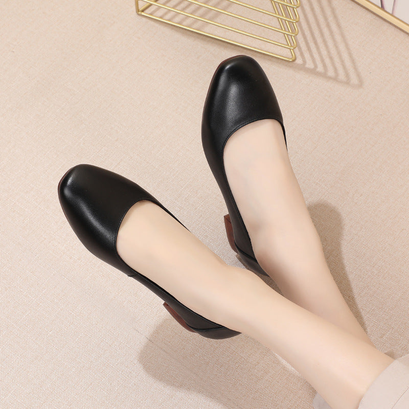 Damen Klassische Ballerinas mit elegantem Blockabsatz und komfortabler Sohle EB