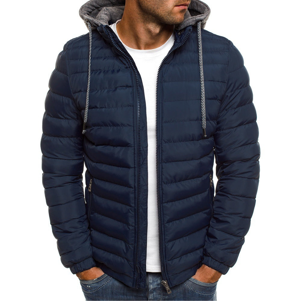 Herren nan gesteppte Kapuzenjacke mit wattierter Thermoisolierung und weichem Fleecefutter EB