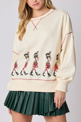EB | Weihnachts Soldat Pailletten Langarm Freizeit Sweatshirt