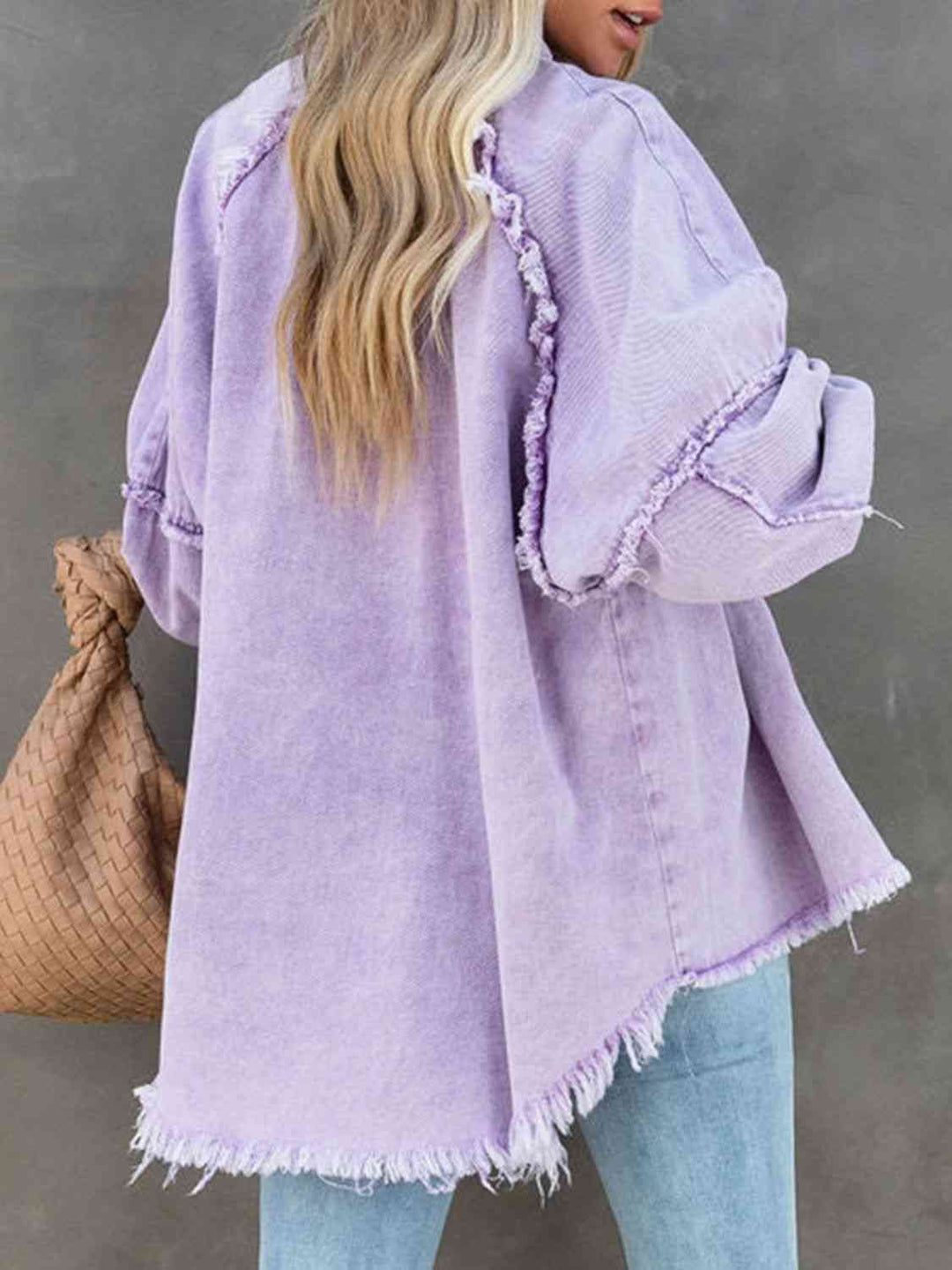 EB | Button Down Raw Hem Denim Jacke