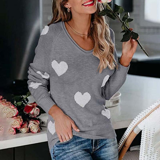 EB | Strickpullover Mit Herzmuster Für Damen