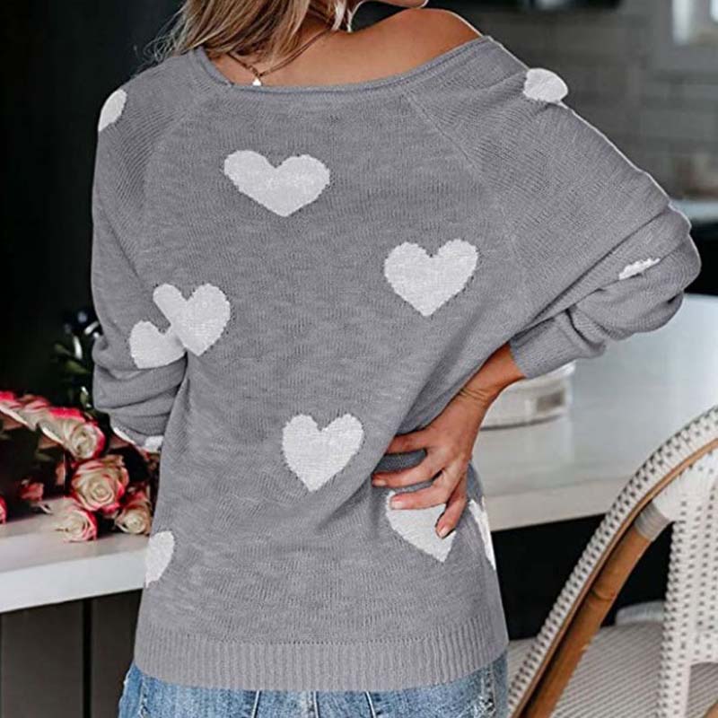 EB | Strickbluse mit Herzmuster Acryl Romantisch und Lässig