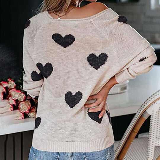 EB | Strickbluse mit Herzmuster Acryl Romantisch und Lässig