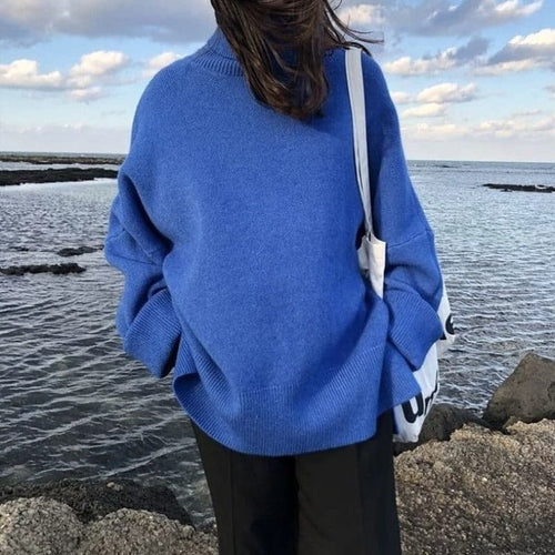 EB | Rollkragenpullover Oversized Fit Weiches Strick Lange Ärmel