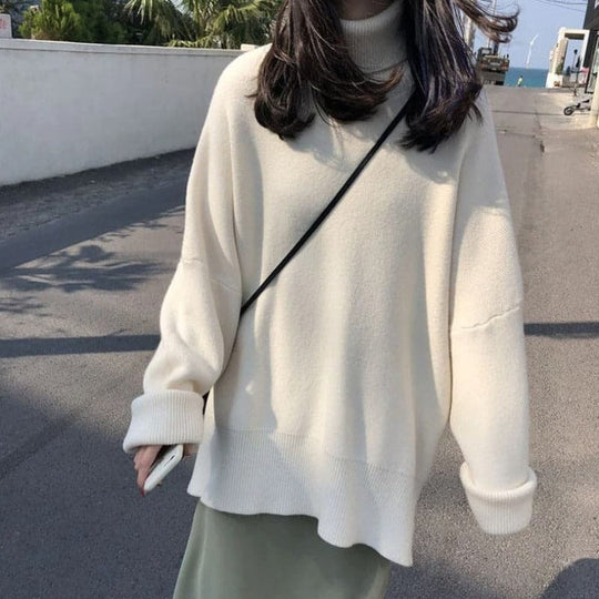 EB | Rollkragenpullover Oversized Fit Weiches Strick Lange Ärmel