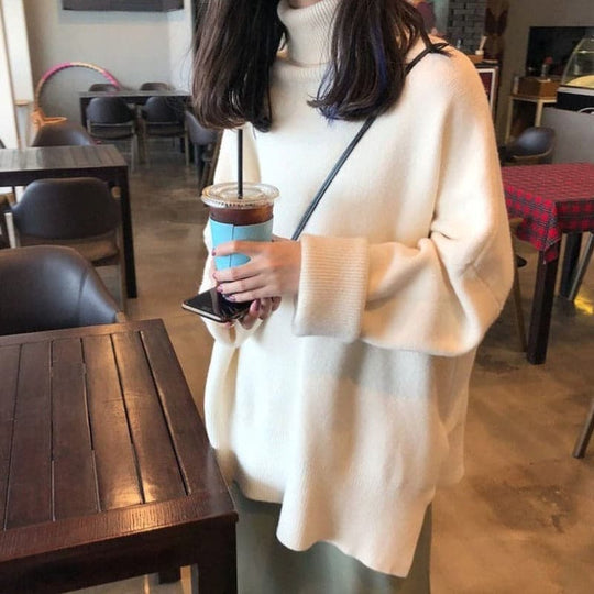 EB | Rollkragenpullover Oversized Fit Weiches Strick Lange Ärmel