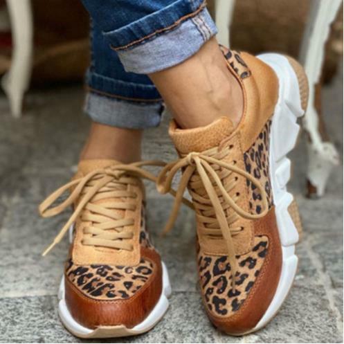 Lässige Leopardenmuster Sneakers EB