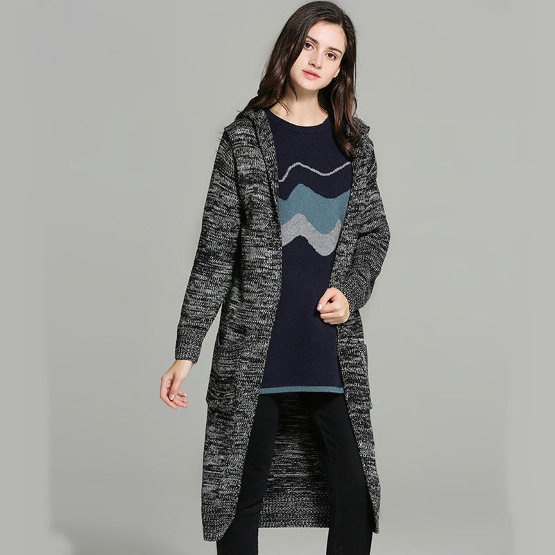 Damen Strickjacke mit Kapuze und bequemen Taschen EB
