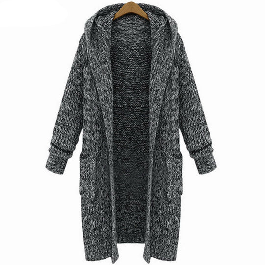 Damen Strickjacke mit Kapuze und bequemen Taschen EB