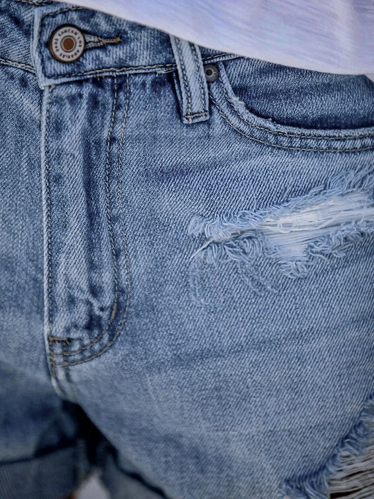 EB | Beinabschluss Ripped Jeans Shorts