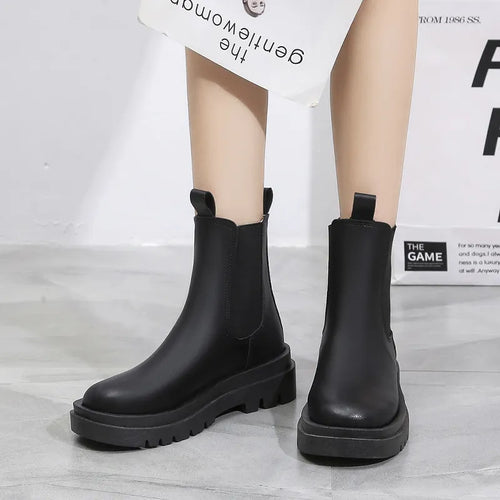 EB | Retro Stiefel mit Dickem Quadratischen Absatz