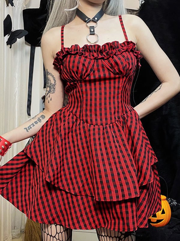 Heidi-Mode | Herbst Neue Korsett A Schwung Karos Kleid
