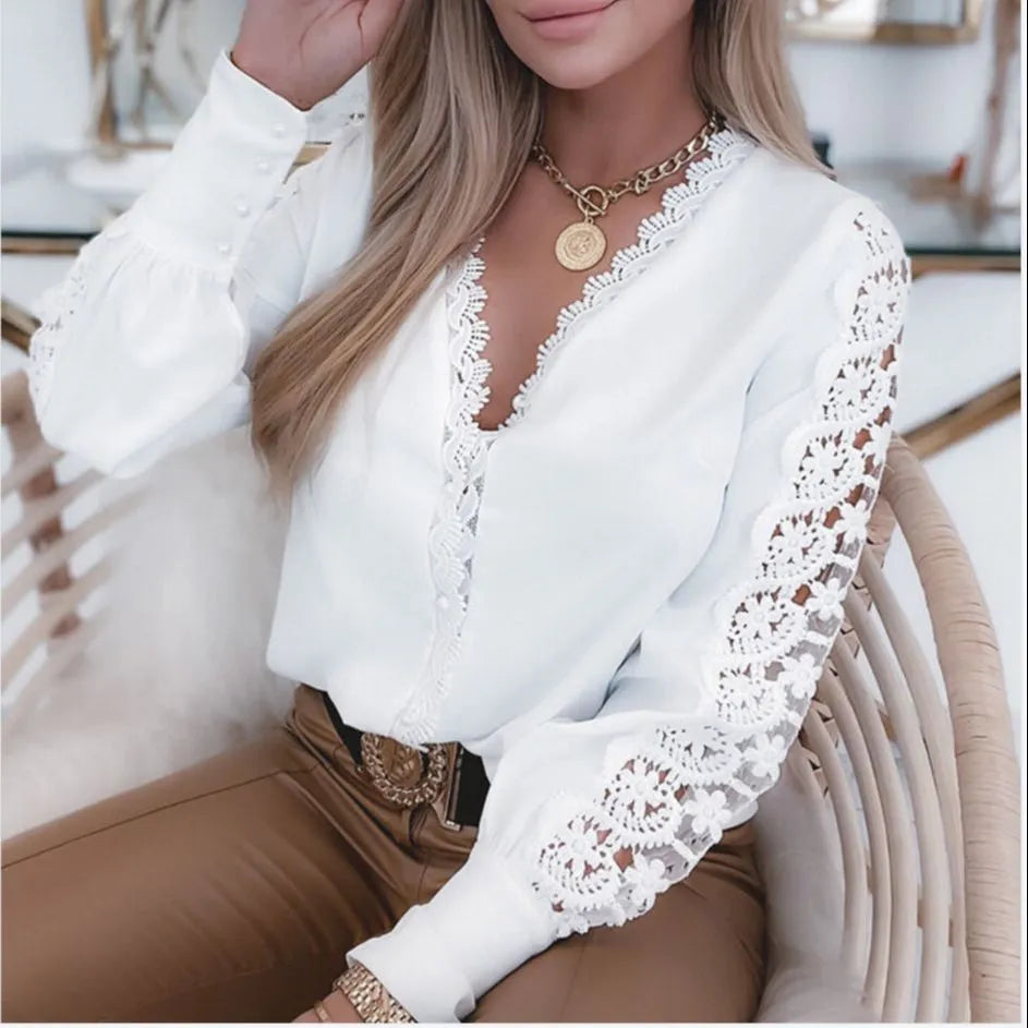 EB | Elegante Weiße Damenbluse Im 2024-Stil