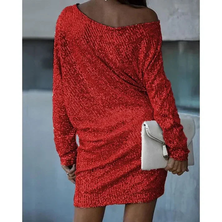 EB | Blote Schultern Pailletten Mini Kleid