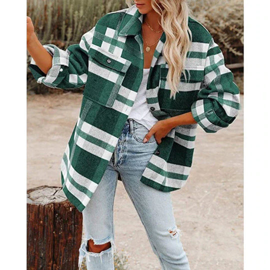 EB | Klassische Karierte Jacke in Großen Größen für Damen