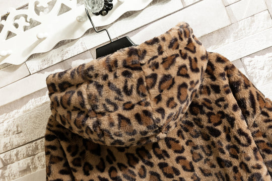 EB Herren-Fleecejacke mit Kapuze und Leopardenmuster