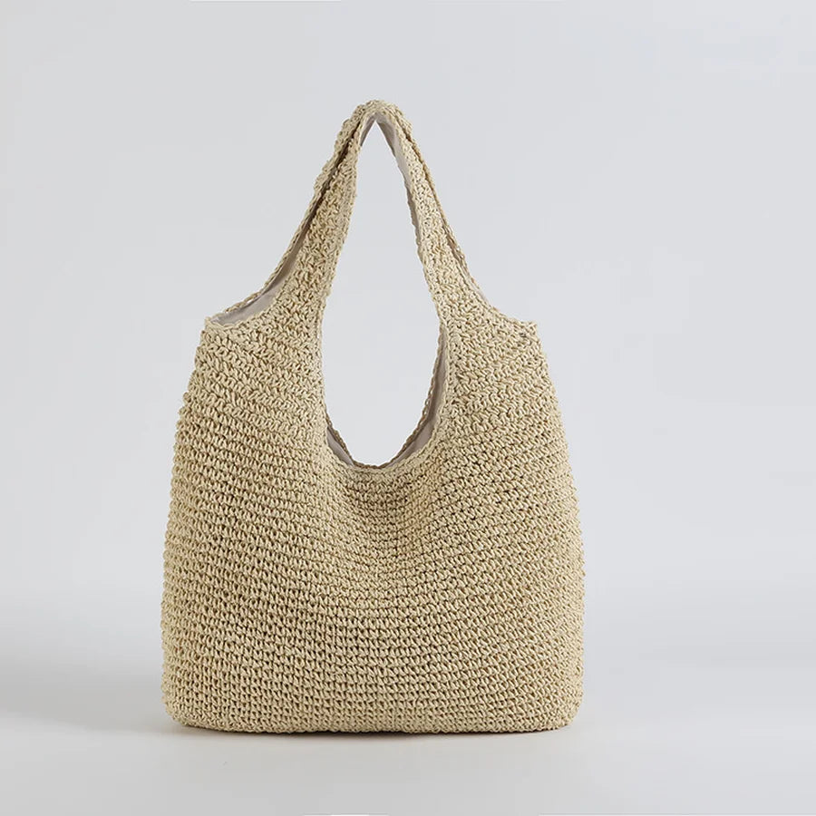 EB | Strohtasche Geflochtene Tasche Leicht & Strapazierfähig Lässige Sommertasche