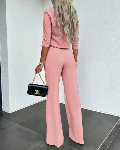 EB | Elegantes Co Ord Satz mit Crop Top und Weit Hose