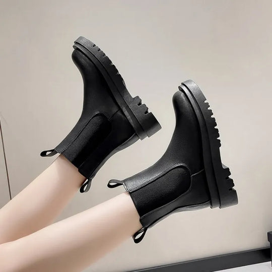 EB | Retro Stiefel mit Dickem Quadratischen Absatz