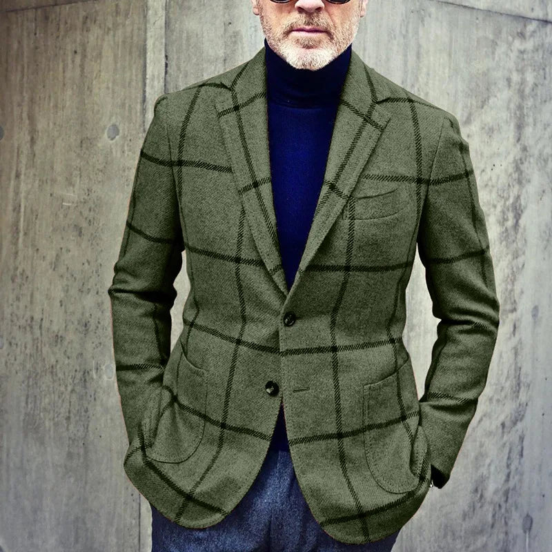 EB - Klassischer Herbst Karierter Tweed Retro Blazer für Herren