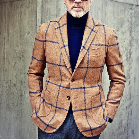 EB - Klassischer Herbst Karierter Tweed Retro Blazer für Herren