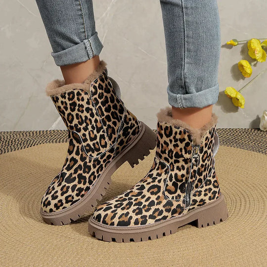 EB | Winter Leopardenmuster Verstärkte Samtschnee Stiefel