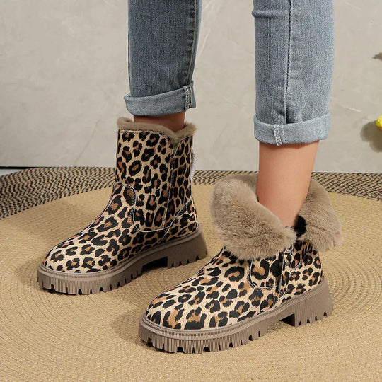 EB | Winter Leopardenmuster Verstärkte Samtschnee Stiefel