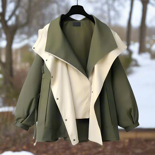 EB | Baumwolljacke - Drapierte Kragen Lässige Passform Jacke