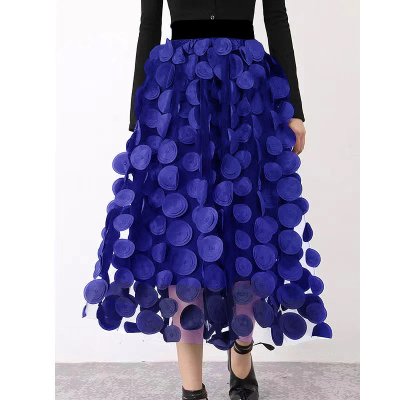 Schicker Damen Rock aus Polka Dot & Tüll-Patchwork | EB
