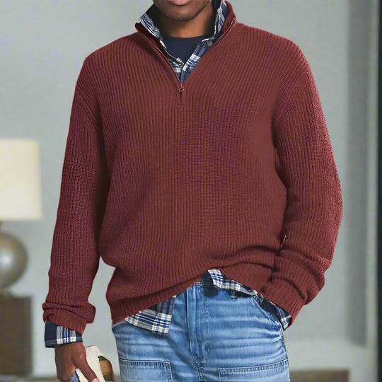 EB | Baumwoll-Quarter-Zip-Pullover lässig geschnittenes Sweatshirt