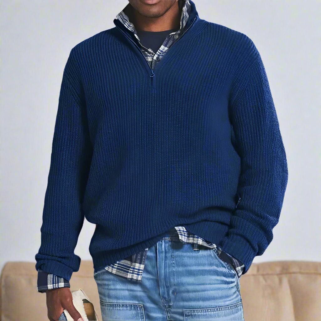 EB | Baumwoll-Quarter-Zip-Pullover lässig geschnittenes Sweatshirt