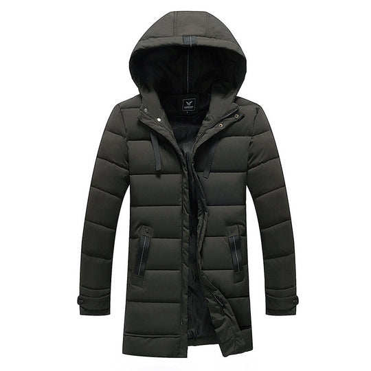 Damen längliche Steppjacke mit Kapuze und praktischen Taschen EB