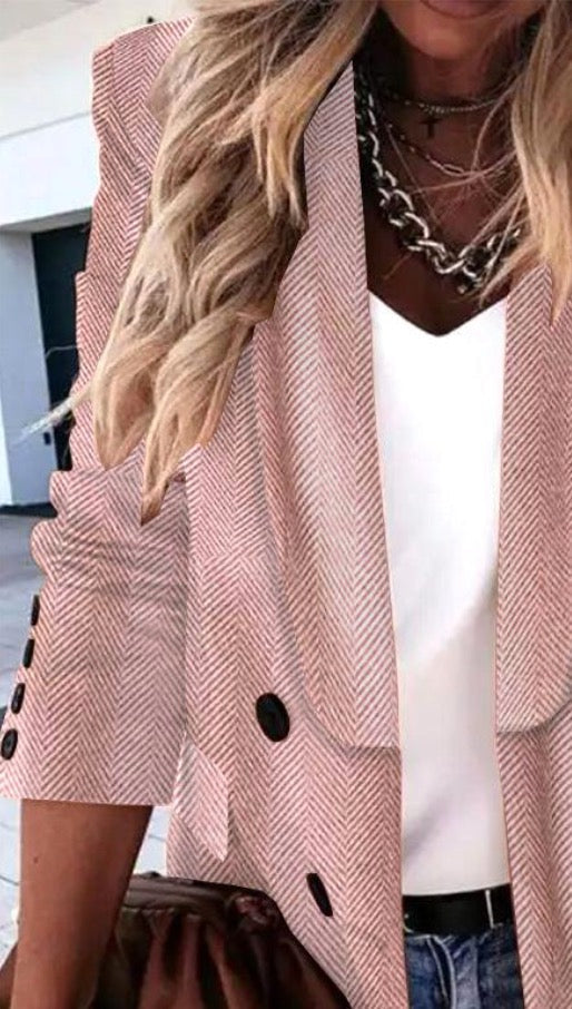 EB | Einfarbige Blazerjacke mit Revers und Langen Ärmeln, Ideal für Den Herbst.