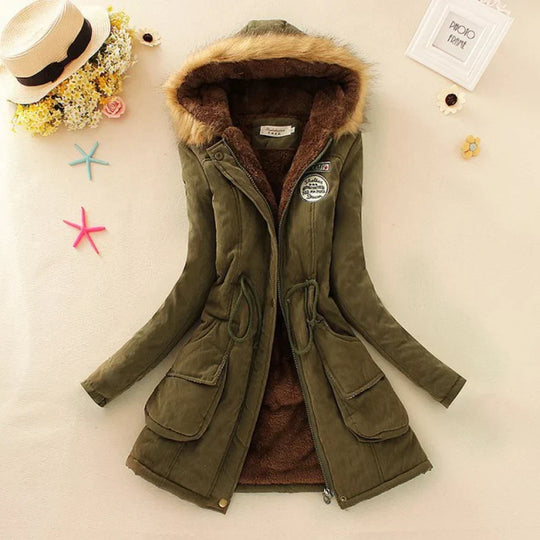 EB | Gefütterte Winterjacke mit Verstellbarem Bund und Kapuze für Frauen