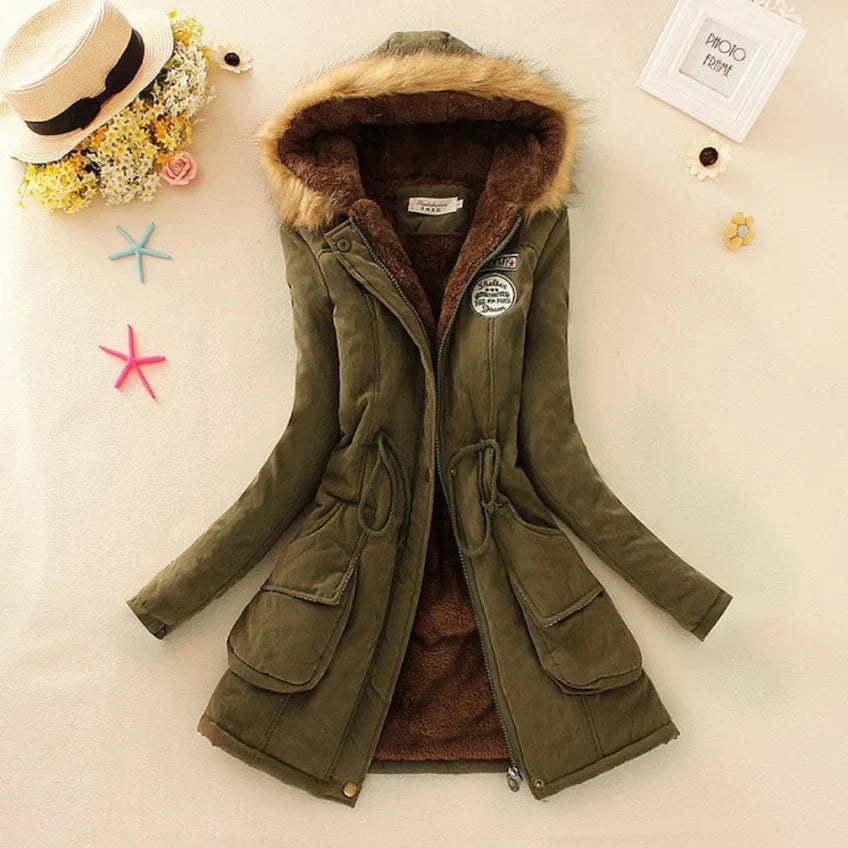 EB | Warme Gefütterte Winterjacke mit Kapuze für Damen