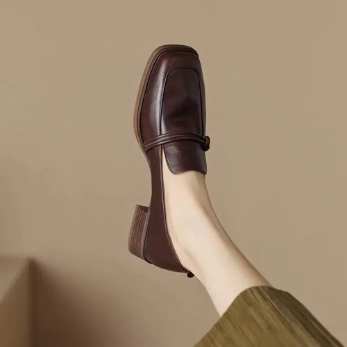 Stil Vintage Leder Damen Ballerinas EB
