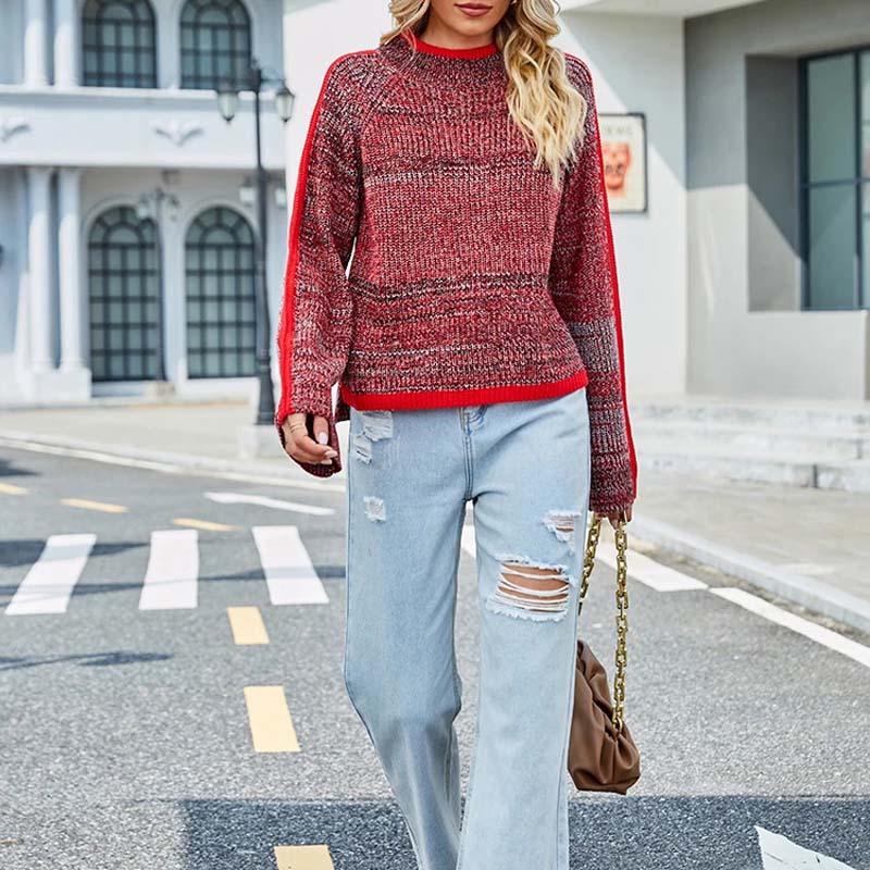 EB | Strickpullover mit Kontraststreifen Viskose Modern und Warm